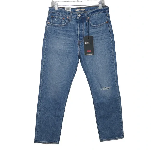 LEVI'S Premium NWT Wedgie Straight Blue Jeans Salsa Spice Size 30 - Picture 2 of 11